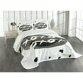thumbnail image 3 of Ambesonne Xo Quilted Bedspread Set 3 Pcs, Formless Ink Drops Kiss Hug, Queen Size, Charcoal Grey Black, 3 of 5