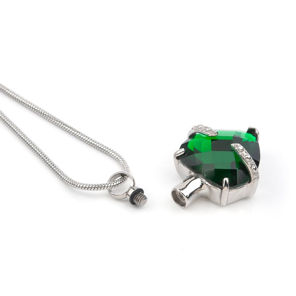 Cremation Urn Neckalce for Human Ashes May Birthstone Crystal Heart Heart Memorial Keepsake Jewelry with Free Funnel Kit and Velvet Jewelry Box (May)
