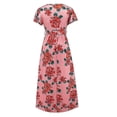 thumbnail image 5 of Vestido largo suelto de verano de manga corta con cuello en V para mujer, 5 of 5