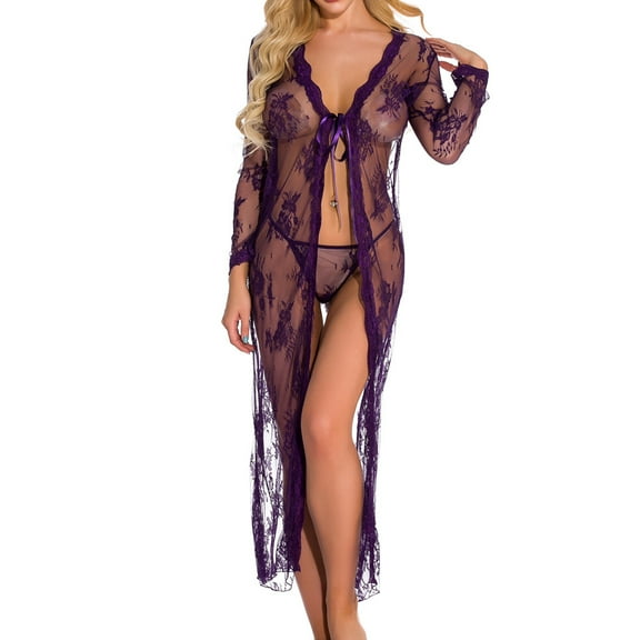 HUPOM Ladies Underwear Panties Mid Waist Pull-On Jumpsuit Sleep Bodysuit on Clearance Purple Size M