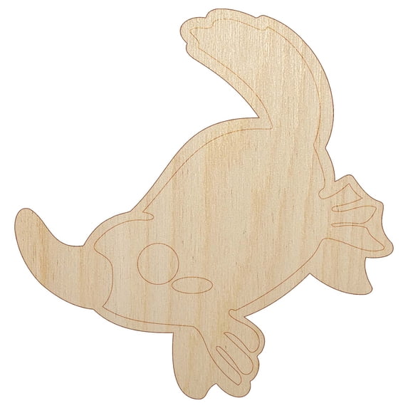 Swimming Kawaii Chibi Duck Billed Platypus Wood Shape Unfinished Piece Cutout Craft DIY Projects - 4.70 Inch Size - 1/8 Inch Thick