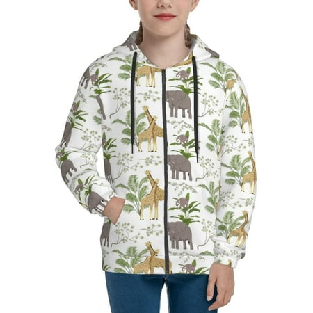 

Hoodies for Teen Girls Boys Jungle Animal Long Sleeve Youth Kids Essentials Zip Up Hoodie Lghtweight Fashion Hoodies & Sweatshirts Jacket Fall Winter Outfits Tops