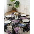 thumbnail image 3 of Country Flowers Suqare Tablecloth - 54 x 54 Inch, Botanical Purple Blue Floral Black Waterproof & StainResistant Tablecloth, Washable Oil-proof Table Cover for Dining/Party/Wedding/Camping/Buffet, 3 of 9