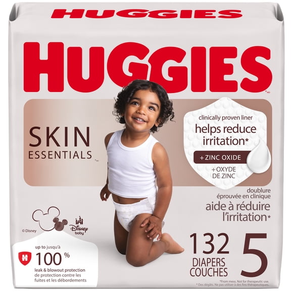 Huggies Skin Essentials Baby Diapers, Size 5 (27+ lbs), 132 Count