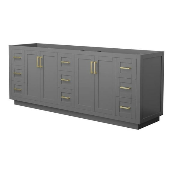 Wyndham Collection Miranda 84" No-Sink Wood Double Bathroom Vanity in Gray/Gold