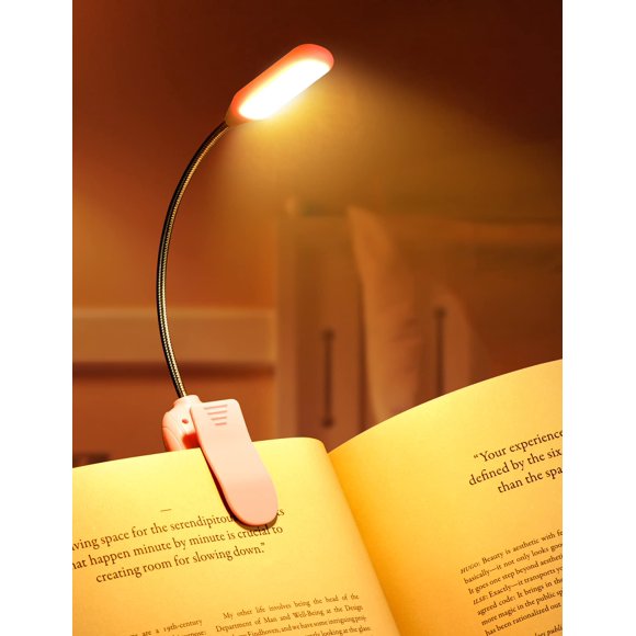 Book Light Monotremp para leer en la cama, 80 horas, tiempo de ejecución, color rosa