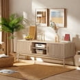 thumbnail image 6 of BENESKY Boho TV Stand up to 50", Farmhouse Television Console Table Entertainment Center with 2 Storage Cabinets and Shelves, for Living Room, Bedroom, Natural, 6 of 6