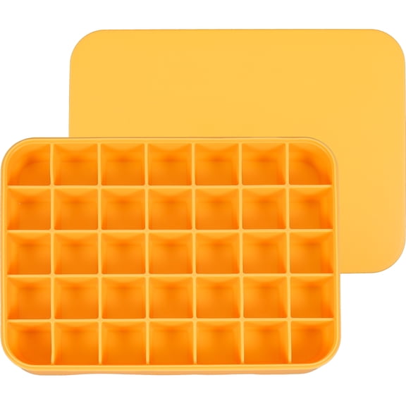 OUNONA Flexible Yellow Silicone Ice Cube Tray for Easy Demolding, Ideal for Cocktails, Beverages, and Party Drinks