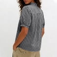 thumbnail image 2 of StSilkitty Womens Plaid Shirts Short Sleeve V Neck Pleated Blouses Summer Lightweight Soft Dressy Casual Tops, 2 of 7