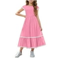 thumbnail image 2 of MKOSPLRT Maxi Dresses for Girl 5-15 Years Short Sleeve Crew Neck Wedding Dresses Ruffle Party A Line Dresses with Pockets, 2 of 9
