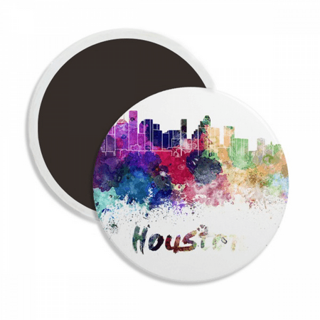 

Houston America City Watercolor Round Ceracs Fridge Magnet Keepsake Decoration