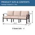 thumbnail image 6 of ALAULM Aluminum 3-Seat Patio Furniture Set, Outdoor Patio Conversation Set with 5.1" Cushions for Patio Backyard Poolside, Sand, 6 of 6