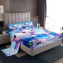 Erosebridal Kawaii Axolotl Sheet Set Twin,Pink Blue Bedding Sets Twin Size,Cartoon Animal Twin Sheet Sets,Super Cozy Teenager Bedroom Decor,3pcs