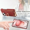 thumbnail image 6 of Compatible for iPhone 15 Plus Zipper Wallet Case with Card Holder, Rotation Ring Kickstand Case, PU Leather Card Slots RFID Blocking Protection Shockproof Phone Cover for iPhone 15 Plus, Red, 6 of 10