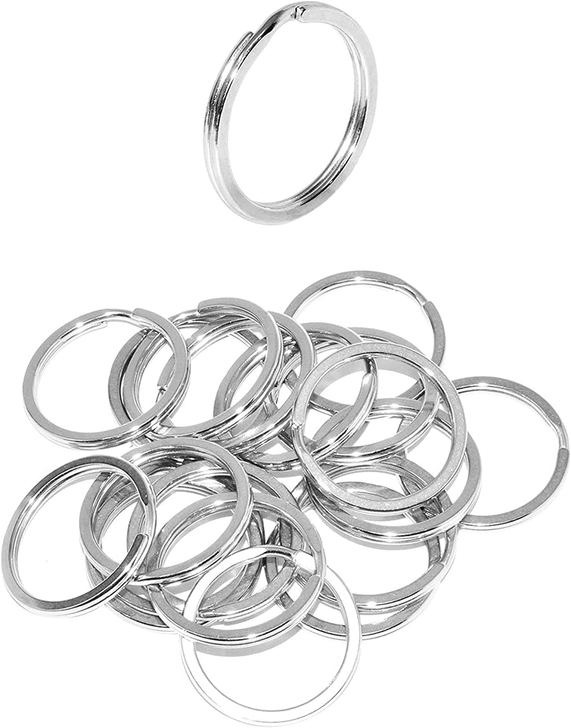 Large Stainless Steel Flat Split Key Rings for Crafts, Keys, Keychains