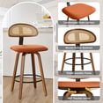 thumbnail image 3 of 360° Swivel Rattan Bar Stools Set of 2, Counter Height Modern Kitchen Island Stools With Footrest, Uphostered Cushion, Comfortable Durable, Brown, 3 of 9