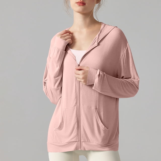 Soki Veste de Protection Solaire UPF 50+ pour Femmes, Chandail à Capuchon Léger à Manches Longues pour Randonnée en Plein Air