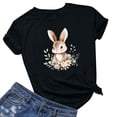 thumbnail image 2 of Pantalones Cortos para las Mujeres Sexy Pascua Moda Impresión Cuello Redondo Tee, Poliéster Ligero Casual Top para Primavera Verano Diario, Blusa de Suéter, 2 of 4