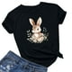 thumbnail image 3 of Pantalones Cortos para las Mujeres Sexy Pascua Moda Impresión Cuello Redondo Tee, Poliéster Ligero Casual Top para Primavera Verano Diario, Blusa de Suéter, 3 of 4