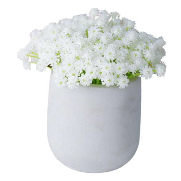 Gypsophila Flores Artificiales Bonsái Artificial Planta Decorativa de Imitación en Maceta para Blanco