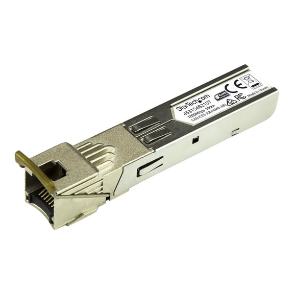 StarTech.com HPE 453154-B21 Compatible SFP Module, 1000BASE-T, SFP to RJ45 Cat6/Cat5e, 1GE Gigabit Ethernet SFP, RJ-45 (Copper) 100m, HPE 6120XG, 6120G, Flex Fabric, Mini GBIC SFP Module - Lifetime Warranty (453154B21ST) - SFP (mini-GBIC) transceiver module (equivalent to: HP 453154-B21) - 1GbE - 1000Base-T - RJ-45 - up to 328 ft