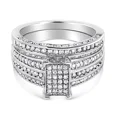 thumbnail image 3 of Bold Diamond Bridal Ring Set, Micro Pave Set Diamond Ring Set, Surprise Diamond Ring Set, 14K White Gold Plated, 2.3 Ct Simulated Diamond, 3 of 5