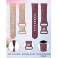 thumbnail image 3 of TOYOUTHS 2 Pack Rose Floral Engraved Bands Compatible with Samsung Galaxy Watch 7/6/5/4 Band 40mm 44mm, Women 20mm Silicone Dressy Embossed Flower Strap for Active 2/Watch 5 Pro/Watch FE, 3 of 6
