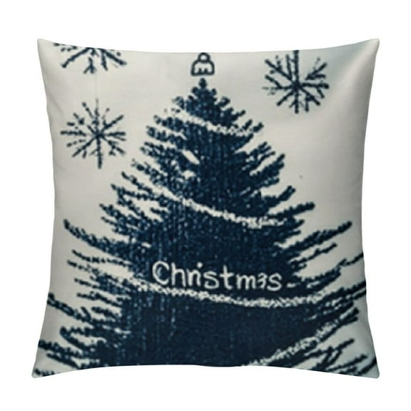Patifu Christmas Pillow Covers Navy Blue White Christmas Decorations Merry Christmas Snowflake Throw Pillow Covers Deer Xmas Tree Winter Holiday Farmhouse Decor Cushion Case for Sofa Couch 12x12in