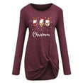 thumbnail image 3 of Patlollav Womens Print Long Sleeve Blouse Kink Tops Wine M, 3 of 6