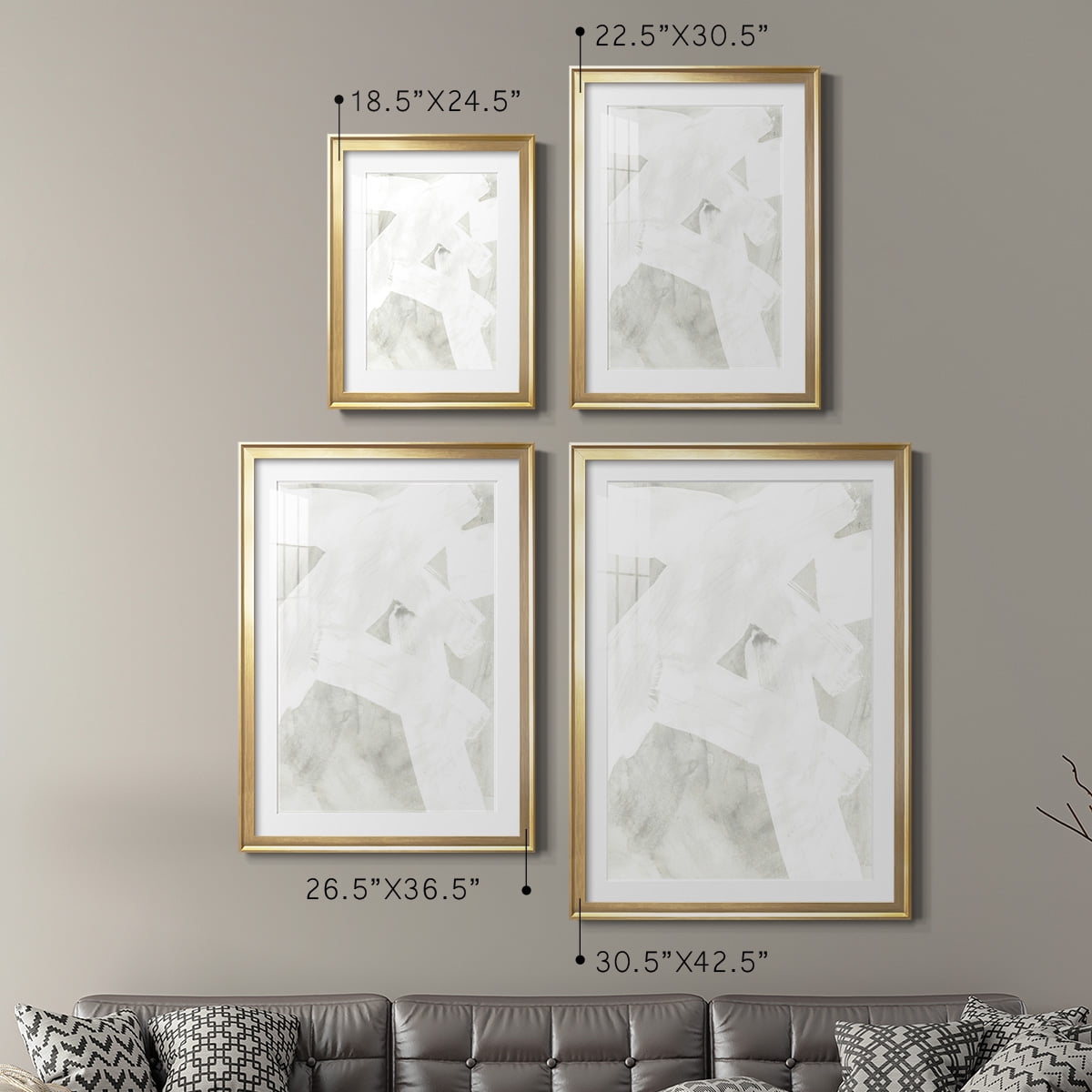 Wexford Home Stone Brush I Premium Framed Print, 26.5" x 36.5" - Ready to Hang, Gold (Set of 2)