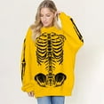 thumbnail image 4 of HUITKMM Chandail pour Femmes Unisexe Mode Imprimé Design Squelette Surdimensionné Longline Sans Capuche Col Rond pour et Mode Urbaine Décontracté, 4 of 5