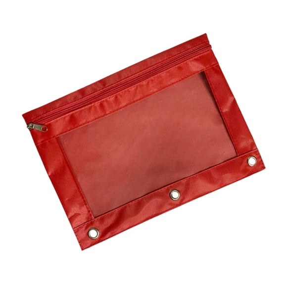 1 PCS Pencil Pouch for 3 Ring Binder, Large Pencil Case with Clear Window, Metal Zipper Binder Pencil Pouch Fit Standard Binder, Durable Organizer for Office and Studying Supplies(Red)