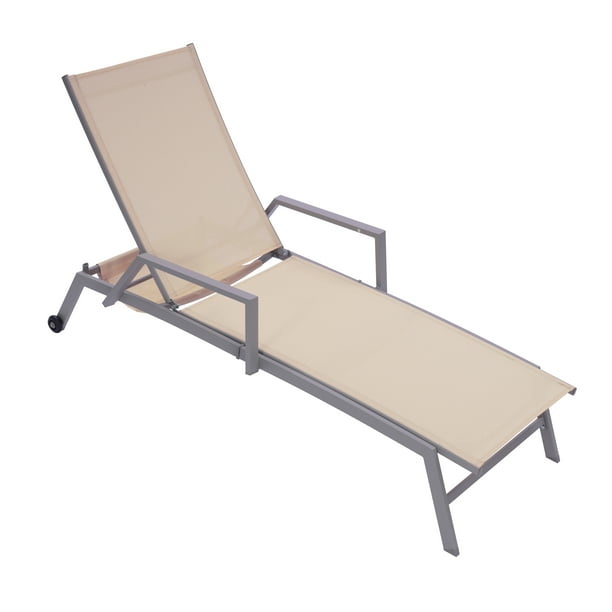 CLFHome Patio Lounge Chair; Textilene Aluminum Pool Lounge Chair ; Patio Chaise Lounge With