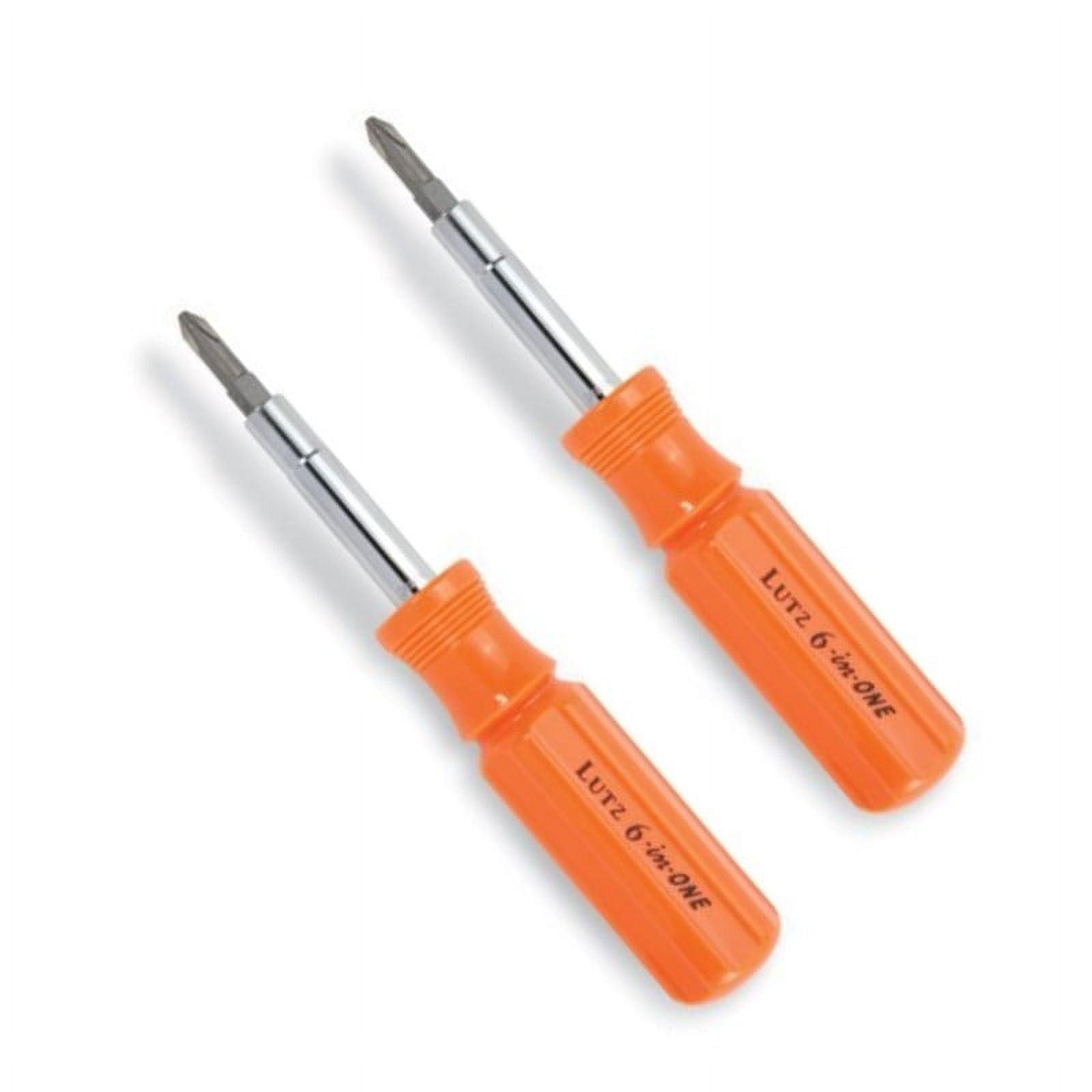 Lutz 6-in-1 Pocket Size Orange Screwdriver, 26030 (Pack of 6