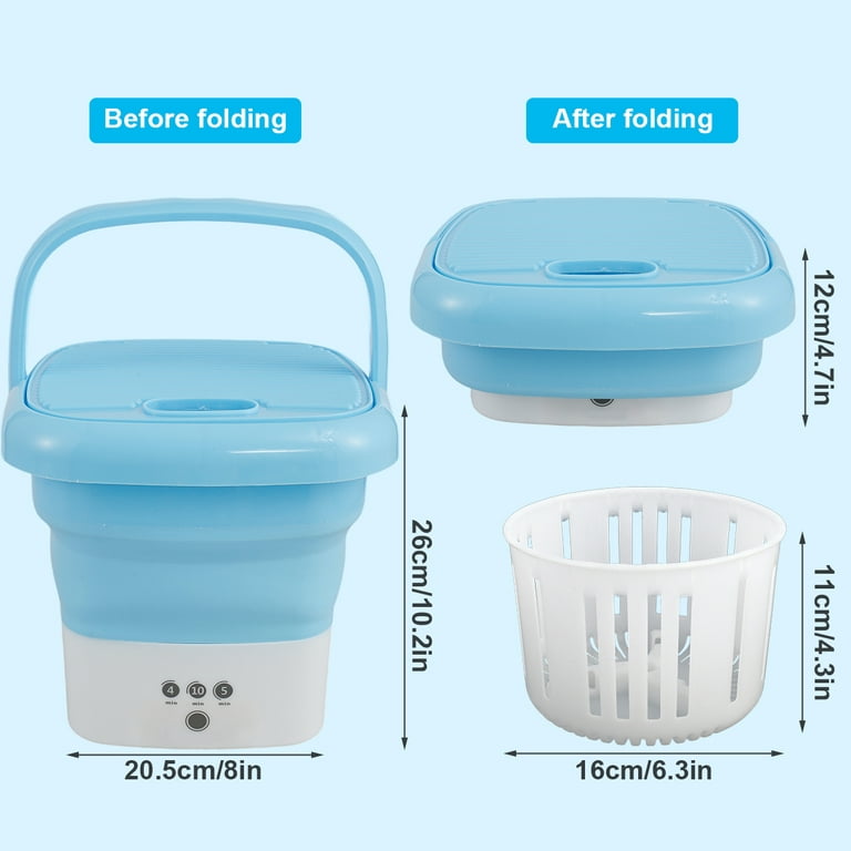 Daruoand Mini Portable Washing Machine Foldable Small Laundry Machine with  Drain Basket Lightweight Washer Touch Screen and Timer Reusable Washing