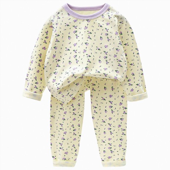 Xyant Toddler Girl Pajamas Print Sleepwear Long Sleeve Cotton 2 Piece Pjs Set (Purple,12-18 Months)