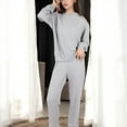 thumbnail image 4 of Women's Waffle Knit Hoodie Lounge Set with Front Pocket and Relaxed Fit Pants - Medium, Gray, 4 of 6