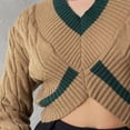 thumbnail image 6 of Fartey Cable Knit Cropped Sweaters for Women Trendy Long Sleeve V Neck Pullover Sweater Fashion Sexy Fall Sweater Y2k Soft Sweater, 6 of 7