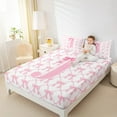 thumbnail image 4 of jejeloiu Girl Personalized Gifts Queen Sheet Sets,Pink Letter J Flat Sheet,Cute Cartoon Bowtie Queen Fitted Sheet For Princess,Lightweight Room Decoration,4 Pieces, 4 of 7