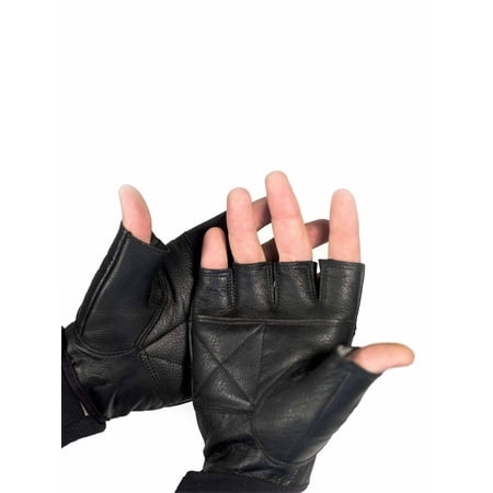 Street Riding Gloves - RoadDog Motorcycle Street Black Shorty Leather Gloves Unisex Riding Glove