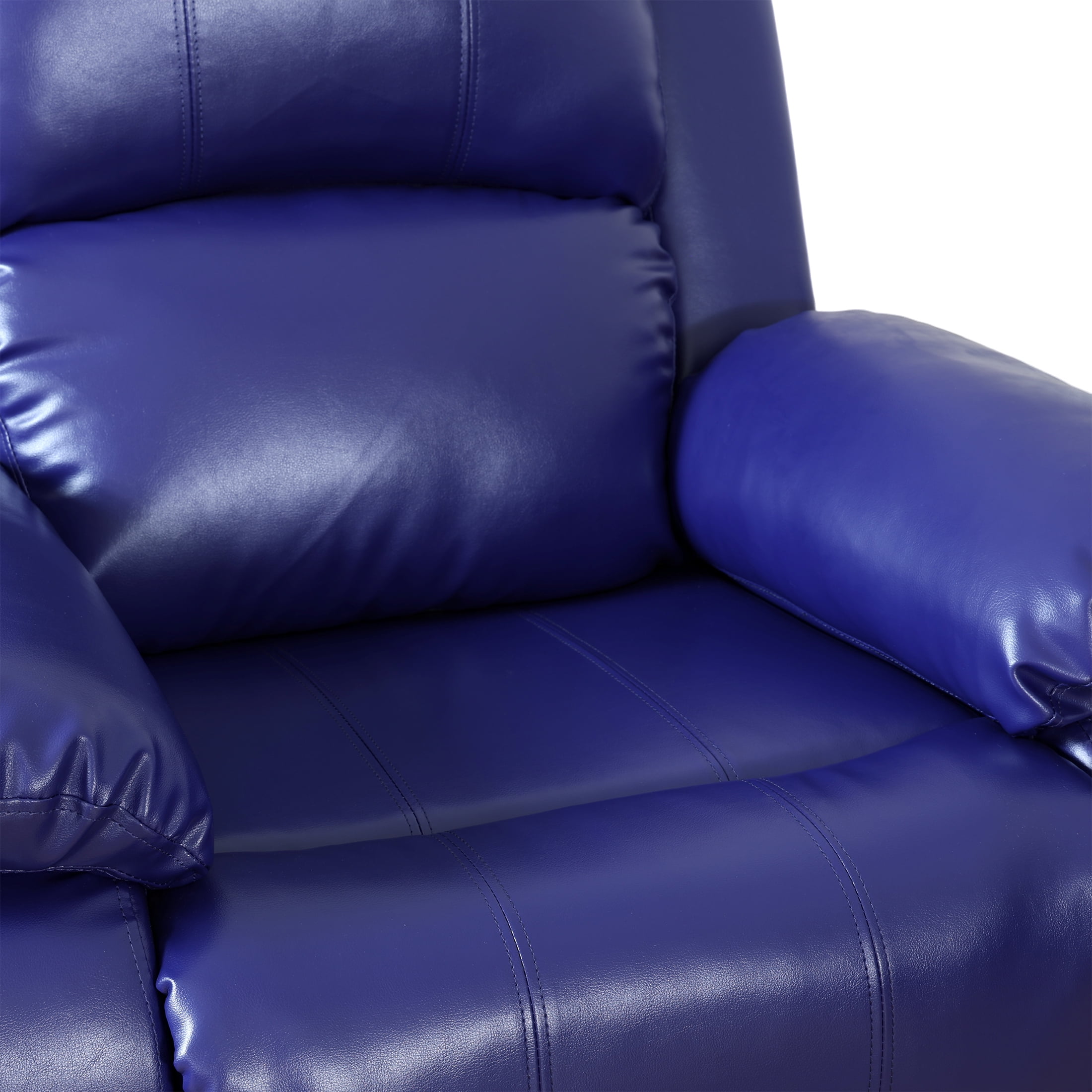 AUKFA 3 Seats Recliner Sofa Chair, Home Theater Sofa with Flipped Backrest and Cupholder, Blue