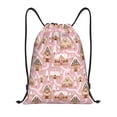 thumbnail image 1 of Sikiie Gingerbread Houses Pink Wonderland Print Drawstring Backpack Drawstring Bags, Draw String Back Bag for Sports, Gym, Travel, Swimming, Beach-Small, 1 of 6