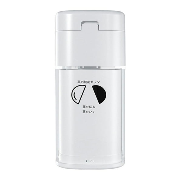 Pill Crusher Cutter Removable Drinking Cup Organizer Grinder for Medicine White 5in1 White