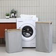 thumbnail image 7 of Sea Team 66L Large Capacity Laundry Hamper with Lid, Removable Bag & Bamboo Handles, Foldable Dirty Clothes Bin for Bathroom, Bedroom, Dorm & Closet, Grey, 7 of 7