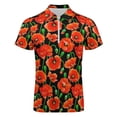 thumbnail image 4 of Red Poppies on Black Men Zipper T-shirt Summer Casual Short Sleeve T-shirt Top, 4 of 7