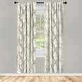 thumbnail image 3 of Ambesonne Forest Curtains, Tropical Jungle Leaves Print, Pair of 28"x84", White Cocoa Eggshell, 3 of 5