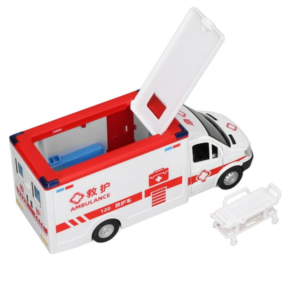 Ambulance Toy Truck, High Simulation Alloy Fine Detailed Ambulance Toy Car Funny with Light Sound Effects for Kids