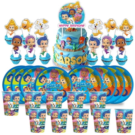 Bubble Guppies Birthday Cups Party Supplies Plates Fans Decorations Cake Topper Decor