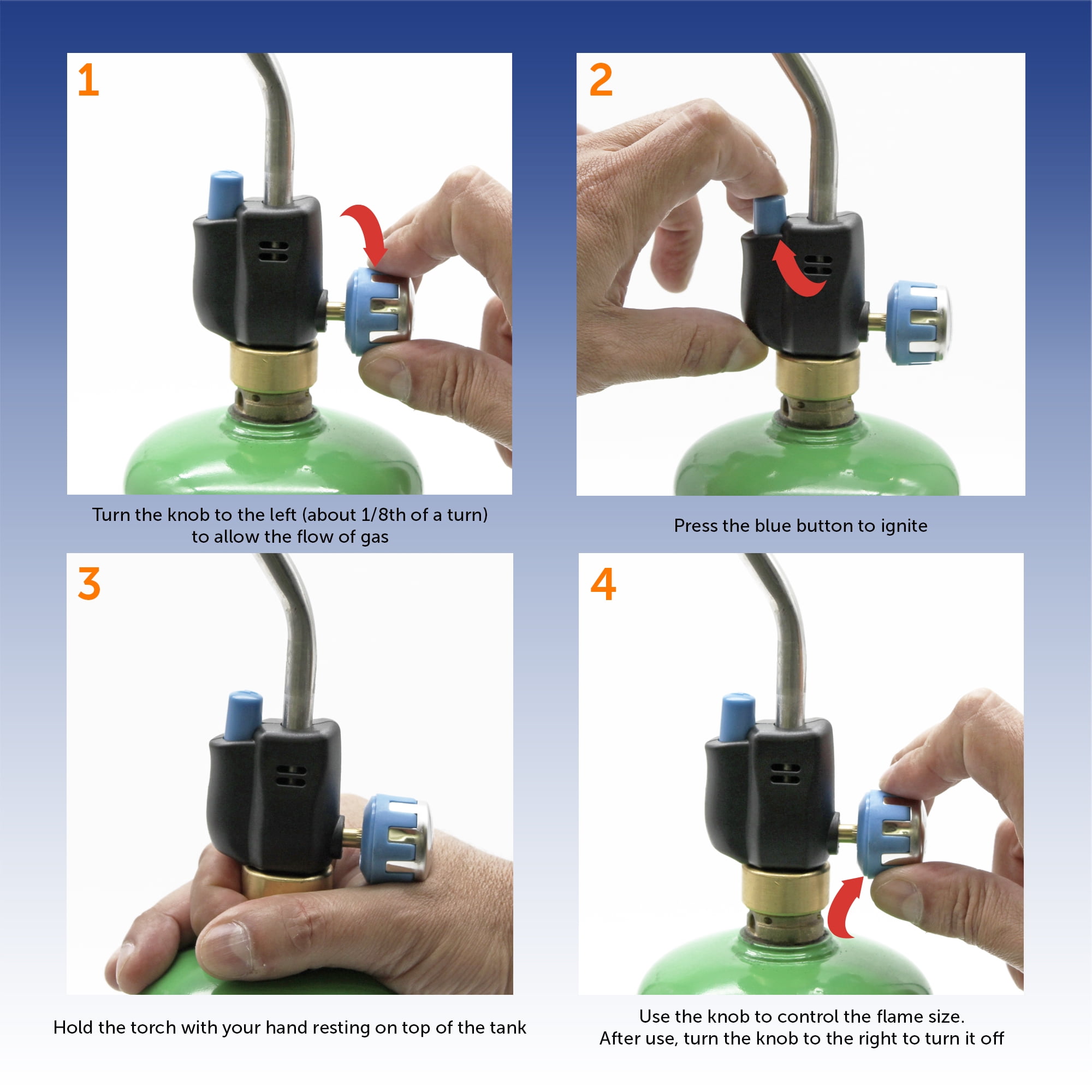 Flame King Propane Blow Torch Head with Igniter for Soldering, Light Welders & Brazing, 0.5amps