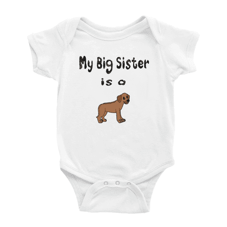

My Big Sister Is A Rhodesian Ridgeback Dog Cute Baby Bodysuit Boy Girl Unisex